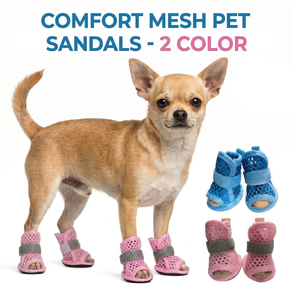 Soft Sole Booties - 4Pcs Portable Mesh Dog Shoes Soft-sole