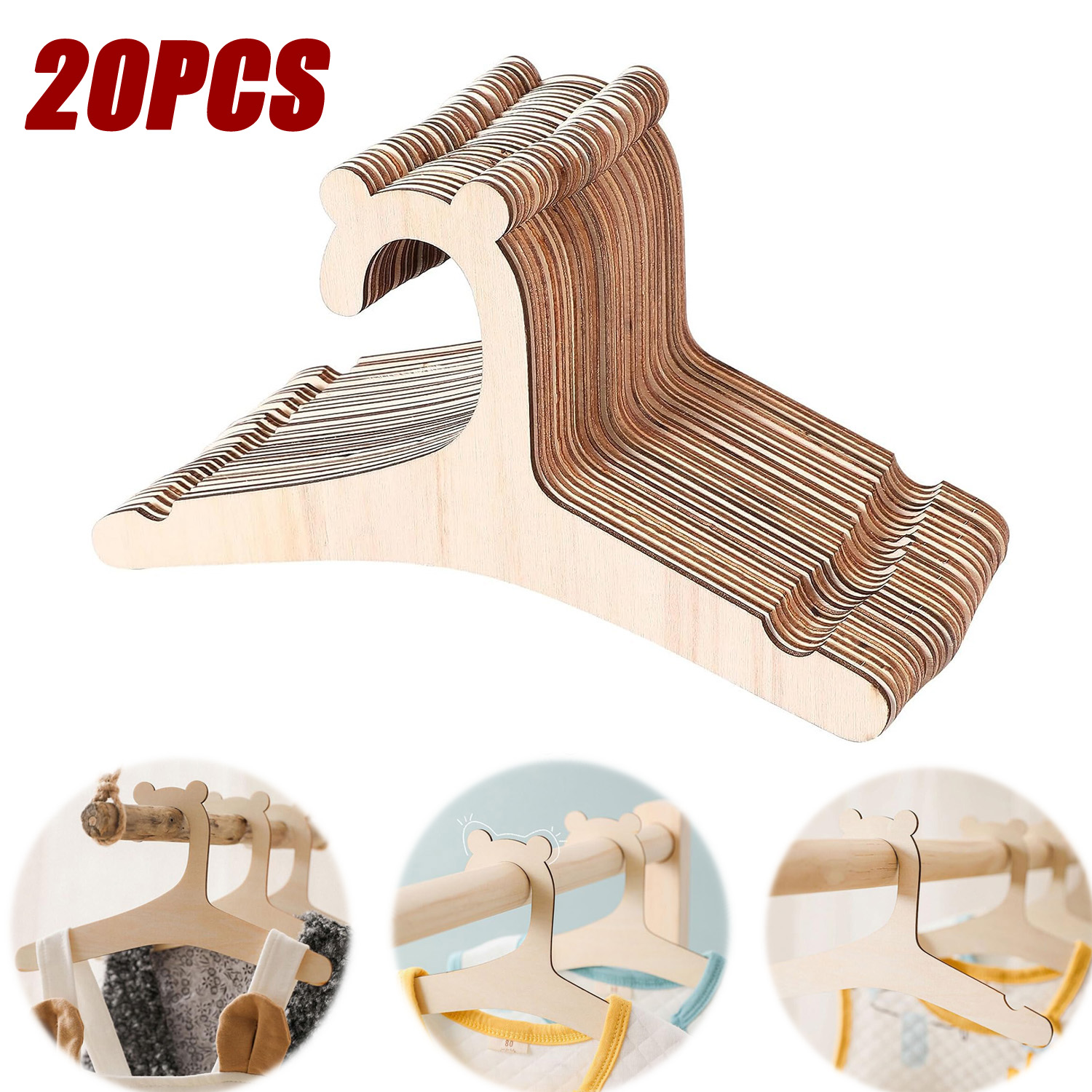 Baby Clothing Drying Rack - 20pcs Baby Clothes Rack Wooden Children