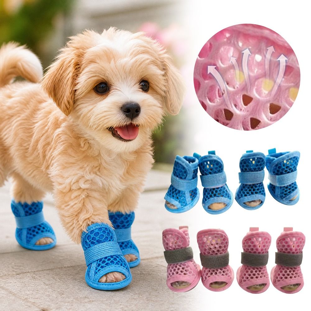 4Pcs Portable Mesh Dog Shoes S - огляд і ціна Soft Sole Booties